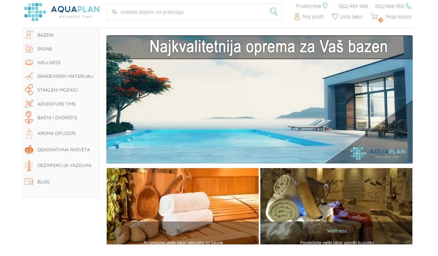 NAJVEĆA Online Prodavnica Opreme za Bazene i Saune - AQUAPLANSHOP